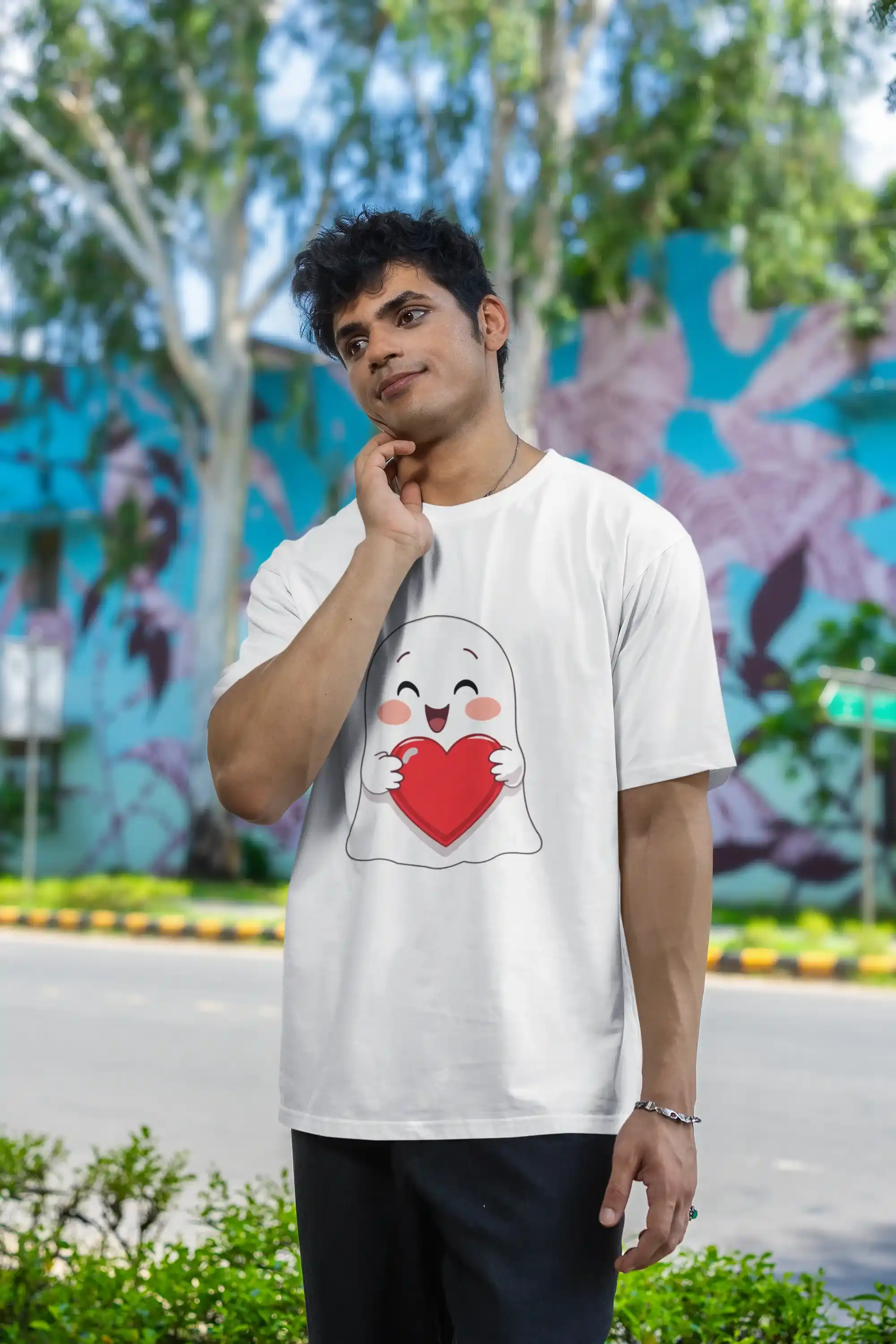 White Heart Web Boo T-Shirt