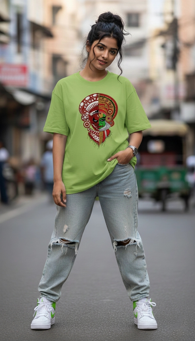Kathakali Theyyam Art Oversized Tee